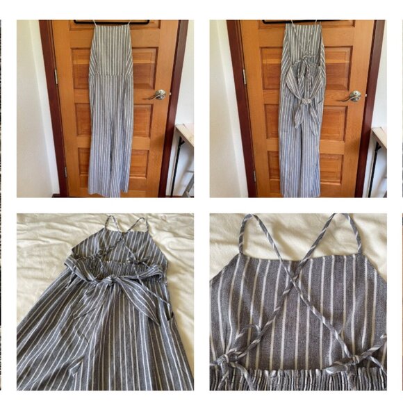 PRICED TO SELL - See Description for details — Black & White Striped Jumpsuit - Picture 1 of 12